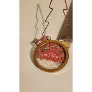 Tis' the season new Christmas gold & red mushroom snow globe art cottagecore